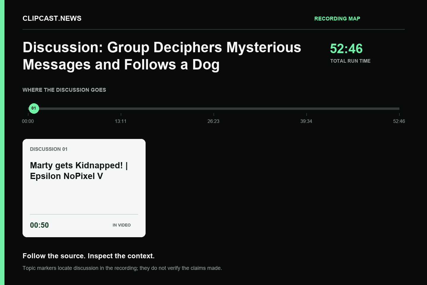 Recording map. Duration 52:46. 00:50 — Marty gets Kidnapped! | Epsilon NoPixel V. Topic markers are not factual verification.