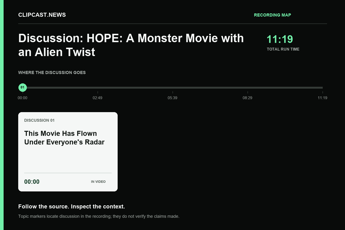 Recording map. Duration 11:19. 00:00 — This Movie Has Flown Under Everyone's Radar. Topic markers are not factual verification.